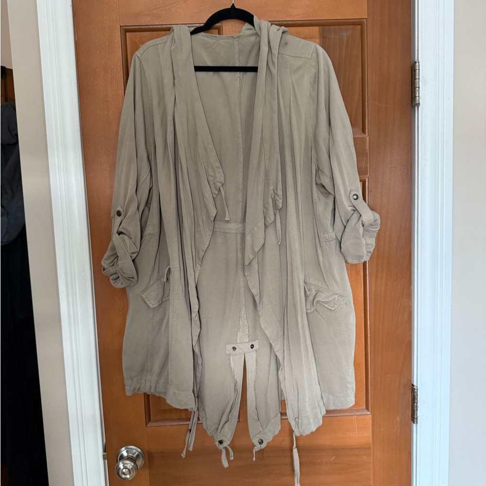 Torrid Tan Trench Coat with Adjustable Sleeves and Cinched Waist